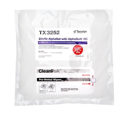 Show details for Sterile AlphaSat®  with AlphaSorb® HC Pre-Wetted Cleanroom Wipers, Sterile Picture of Sterile AlphaSat®  with AlphaSorb® HC Pre-Wetted Cleanroom Wipers, Sterile