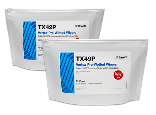 Vertex® Pre-Wetted Cleanroom Wipers, Non-Sterile Vertex® Pre-Wetted Cleanroom Wipers, Non-Sterile