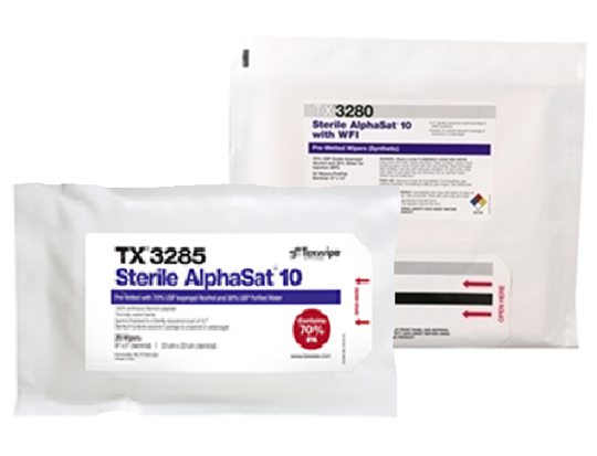 AlphaSat® with Vectra® Alpha® 10 Pre-Wetted Cleanroom Wipers, Sterile AlphaSat® with Vectra® Alpha® 10 Pre-Wetted Cleanroom Wipers, Sterile